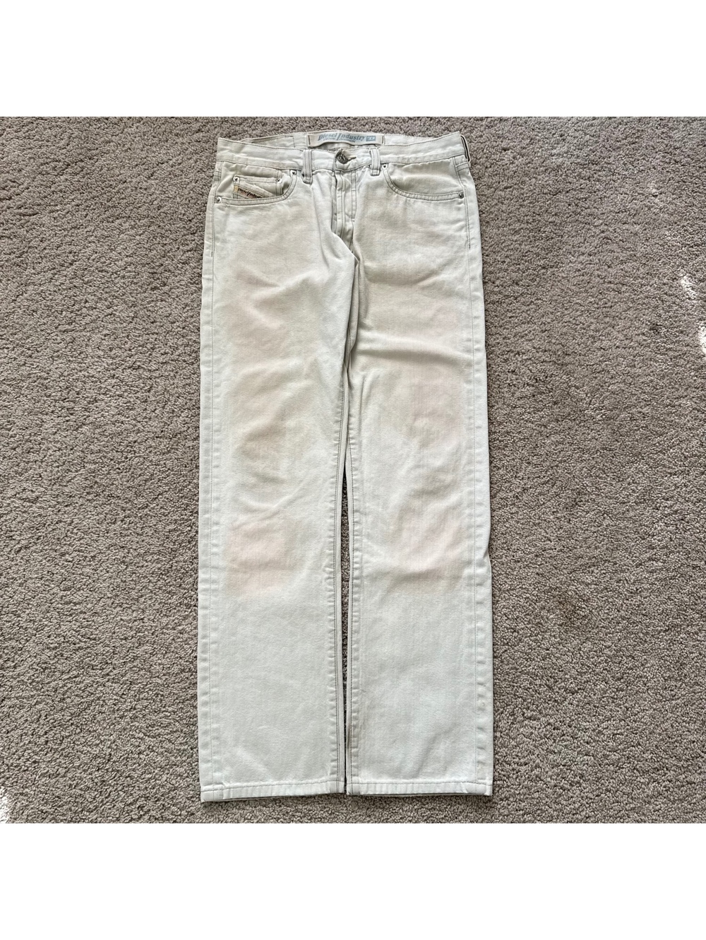 men’s vintage diesel industry white distressed jeans size 30x30 made in italy